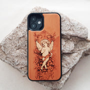 wooden phone case angel inlaid